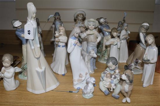 A group of Lladro, Nao and other figures